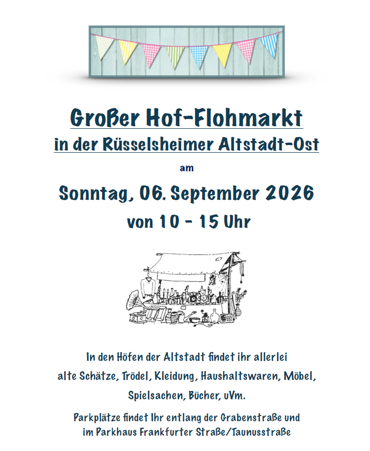 Plakat Hofflohmarkt Altstadt-Ost Rüsselsheim 2026